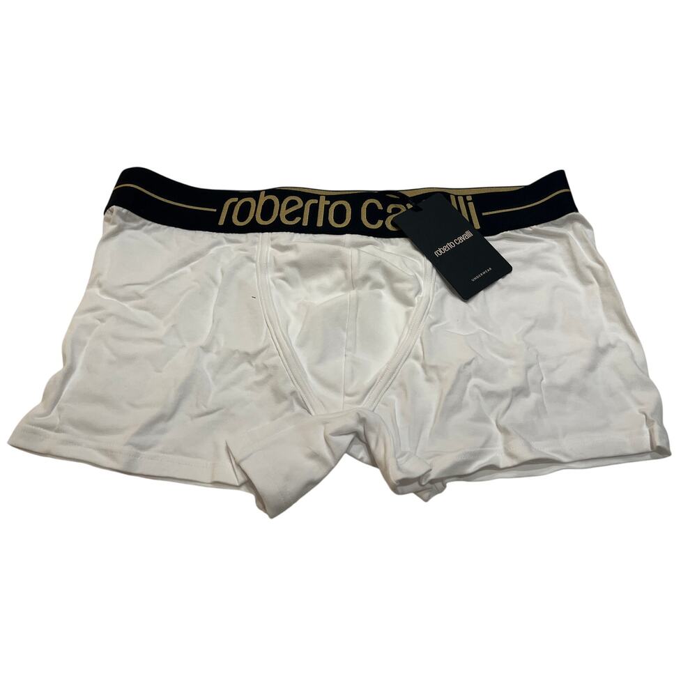 ROBERTO CAVALLI Mens White Gold Logo Boxer Briefs Underwear NWT IT 54 US XL
